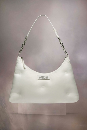 Maison Margiela Glam Slam Hobo Medium Axelväska Dam Vita | 26405-ZHSN