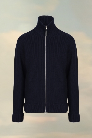 Maison Margiela Knit Zip-up Cardigan Stickat Dam Marinblå | 93762-KLDG