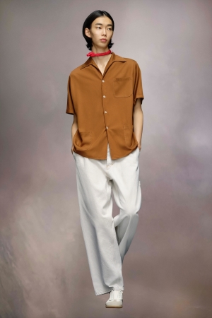 Maison Margiela Rayon Twill Shirt Skjorta Dam Beige | 34560-QIZT